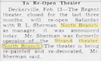 Feb 13 1939 Strand Theatre, North Branch
